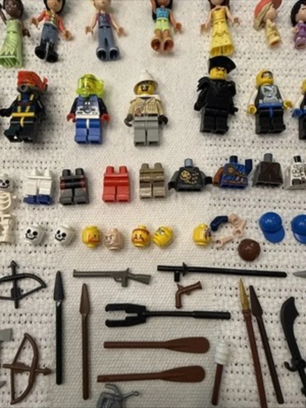 Lot Of Assorted LEGO Minifigures Minidolls Horses Body Parts Accessories